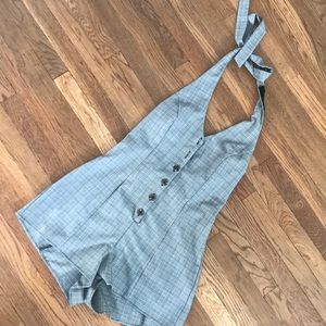 Plaid halter romper